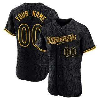 Men's Authentic Black Custom Minnesota Twins Snake Skin City Jersey