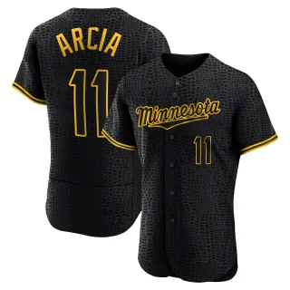 Men's Authentic Black Orlando Arcia Minnesota Twins Snake Skin City Jersey