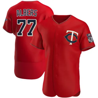 Men's Authentic Red Andrew Albers Minnesota Twins Alternate Jersey