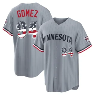 Men's Limited Gray Yoendrys Gomez Minnesota Twins USA 250 Fourth Of July Road Stadium Jersey