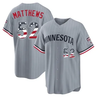 Men's Limited Gray Zebby Matthews Minnesota Twins USA 250 Fourth Of July Road Stadium Jersey