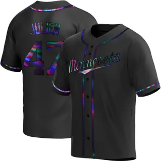 Men's Replica Black Holographic Edouard Julien Minnesota Twins Alternate Jersey