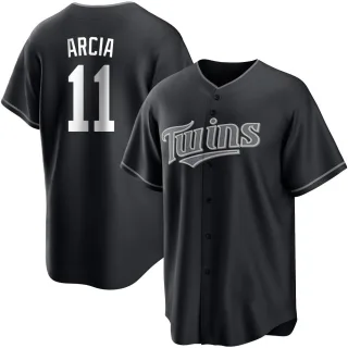 Men's Replica Black/White Orlando Arcia Minnesota Twins Jersey