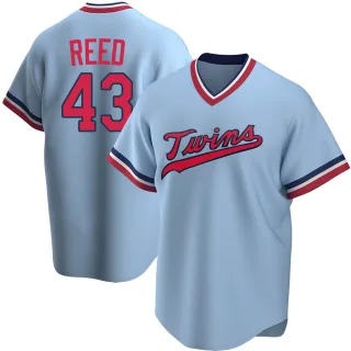 Men's Replica Light Blue Addison Reed Minnesota Twins Road Cooperstown Collection Jersey