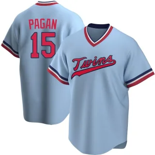 Men's Replica Light Blue Emilio Pagan Minnesota Twins Road Cooperstown Collection Jersey