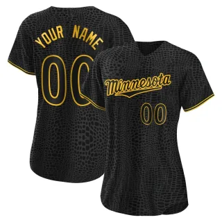 Women's Authentic Black Custom Minnesota Twins Snake Skin City Jersey