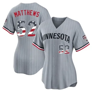 Women's Limited Gray Zebby Matthews Minnesota Twins USA 250 Fourth Of July Road Stadium Jersey
