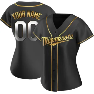 Women's Replica Black Golden Custom Minnesota Twins Alternate Jersey