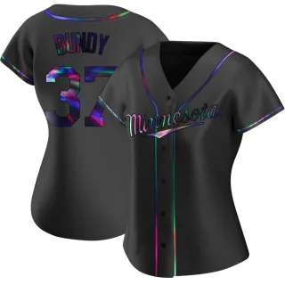 Women's Replica Black Holographic Dylan Bundy Minnesota Twins Alternate Jersey