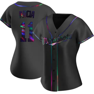 Women's Replica Black Holographic Orlando Arcia Minnesota Twins Alternate Jersey