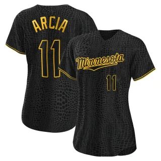 Women's Replica Black Orlando Arcia Minnesota Twins Snake Skin City Jersey