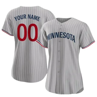 Women's Replica Gray Custom Minnesota Twins Road Jersey