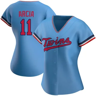 Women's Replica Light Blue Orlando Arcia Minnesota Twins Alternate Jersey