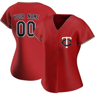 Women's Replica Red Custom Minnesota Twins Alternate Jersey