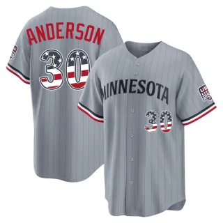 Youth Limited Gray Jack Anderson Minnesota Twins USA 250 Fourth Of July Road Stadium Jersey