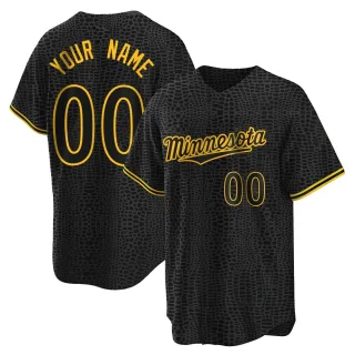 Youth Replica Black Custom Minnesota Twins Snake Skin City Jersey