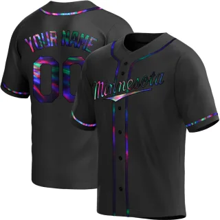 Youth Replica Black Holographic Custom Minnesota Twins Alternate Jersey
