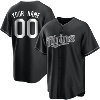 Youth Replica Black/White Custom Minnesota Twins Jersey